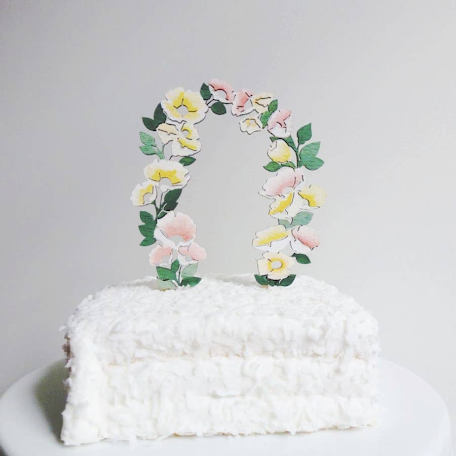 wooden flower arch cake topper