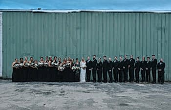 Bride with huge wedding party