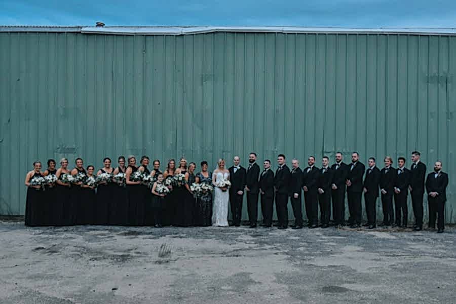 Bride with huge wedding party