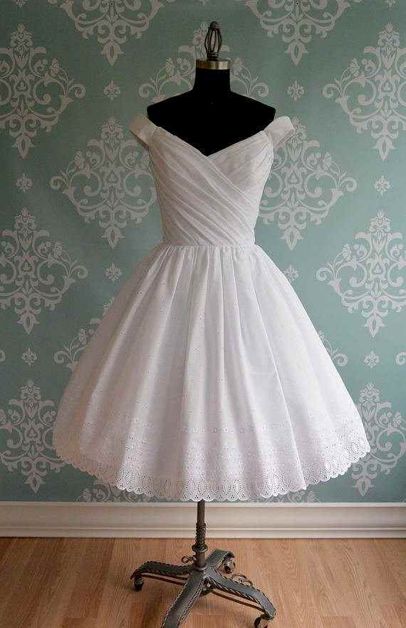 Tea Length Cotton Eyelet Dress