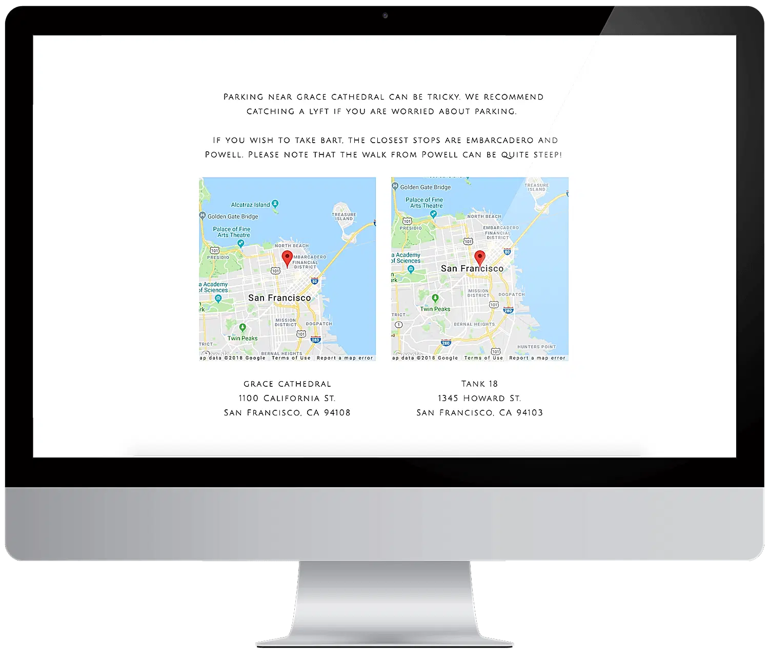 a mockup of an imac computer with google maps on a squarespace wedding website template