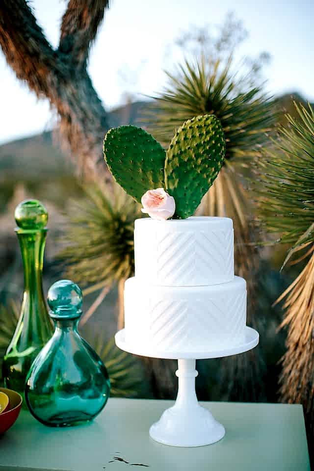 cactus paddles and a flower cake topper