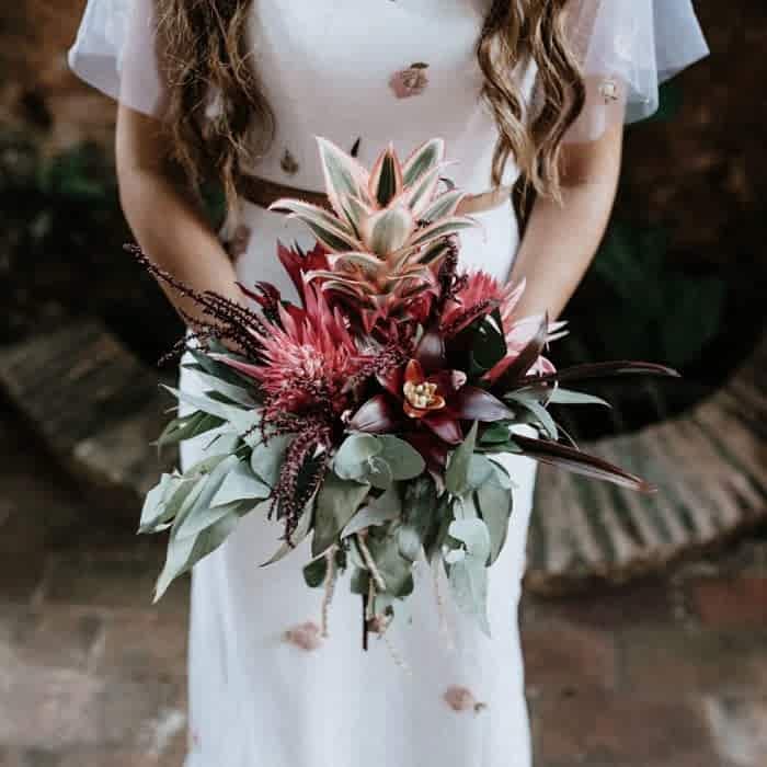 dark, modern small cascade bouquet