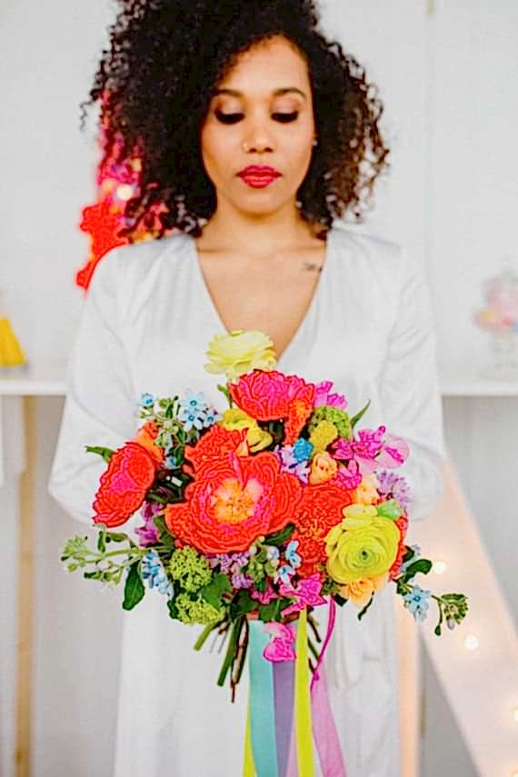 colorful hand-tied bridal bouquet