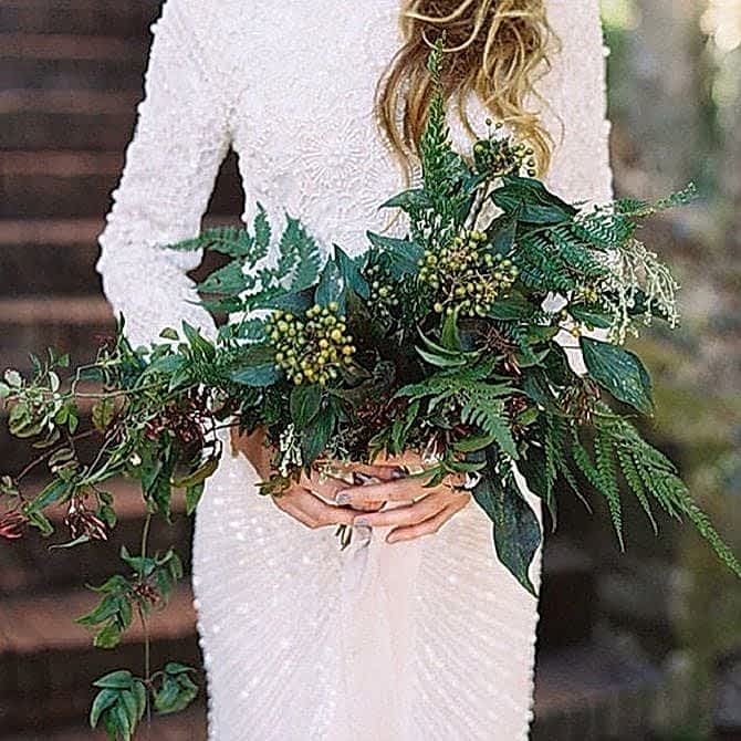 green foliage a symmetrical bouquet