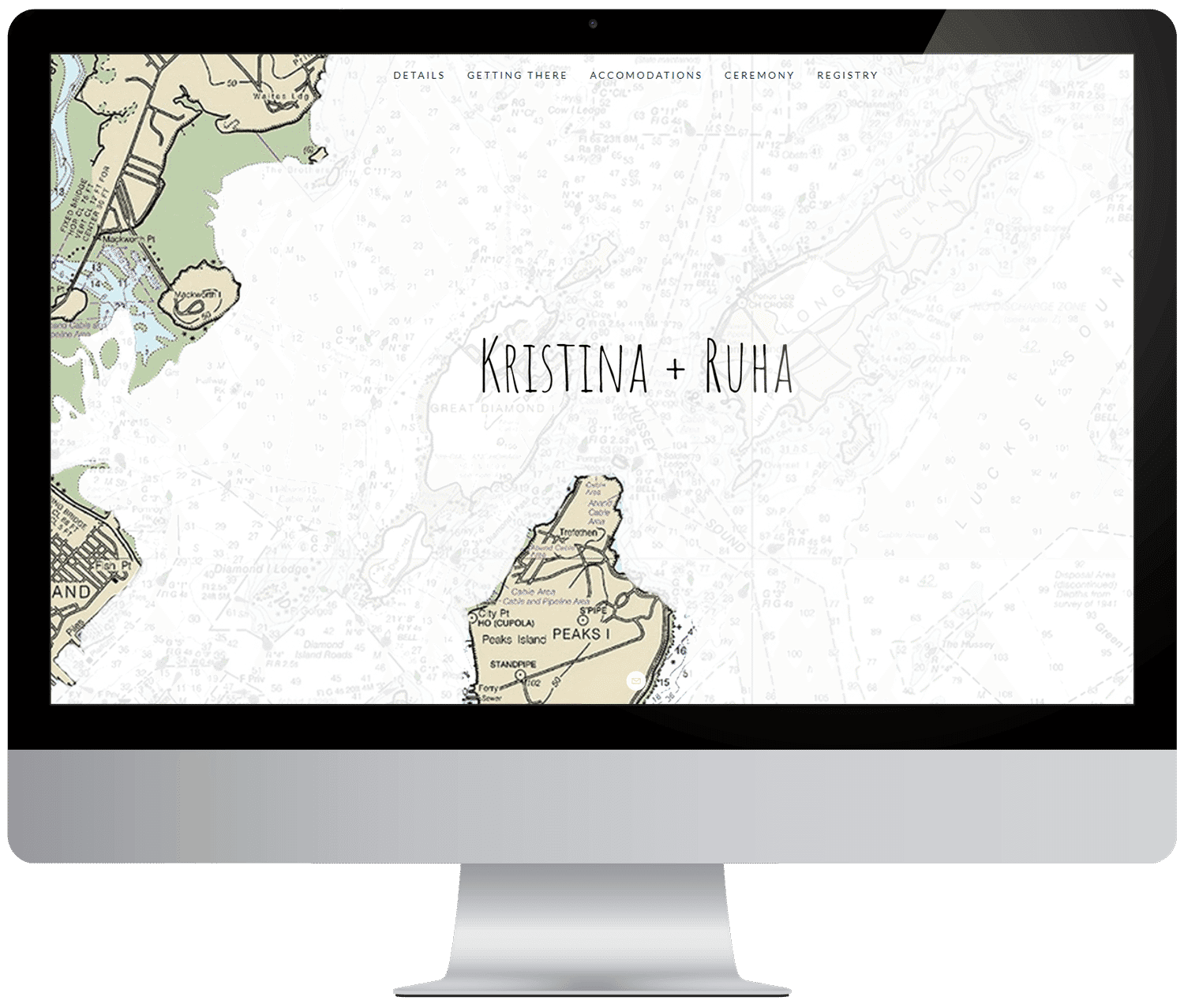 A wedding website as seen on a computer monitor
