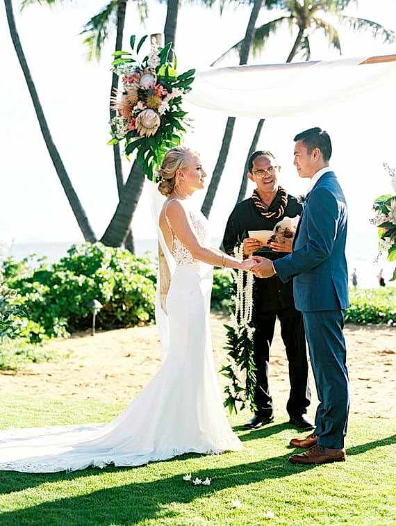 A wedding ceremony, at the beach