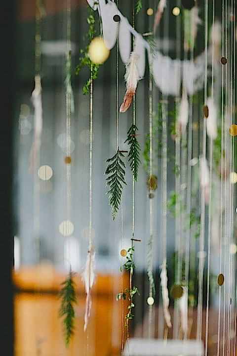 strings of fir sprigs hanging