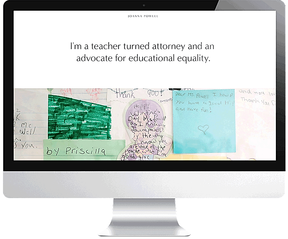 A Squarespace website designed for Joanna Powell as seen on an Apple computer screen