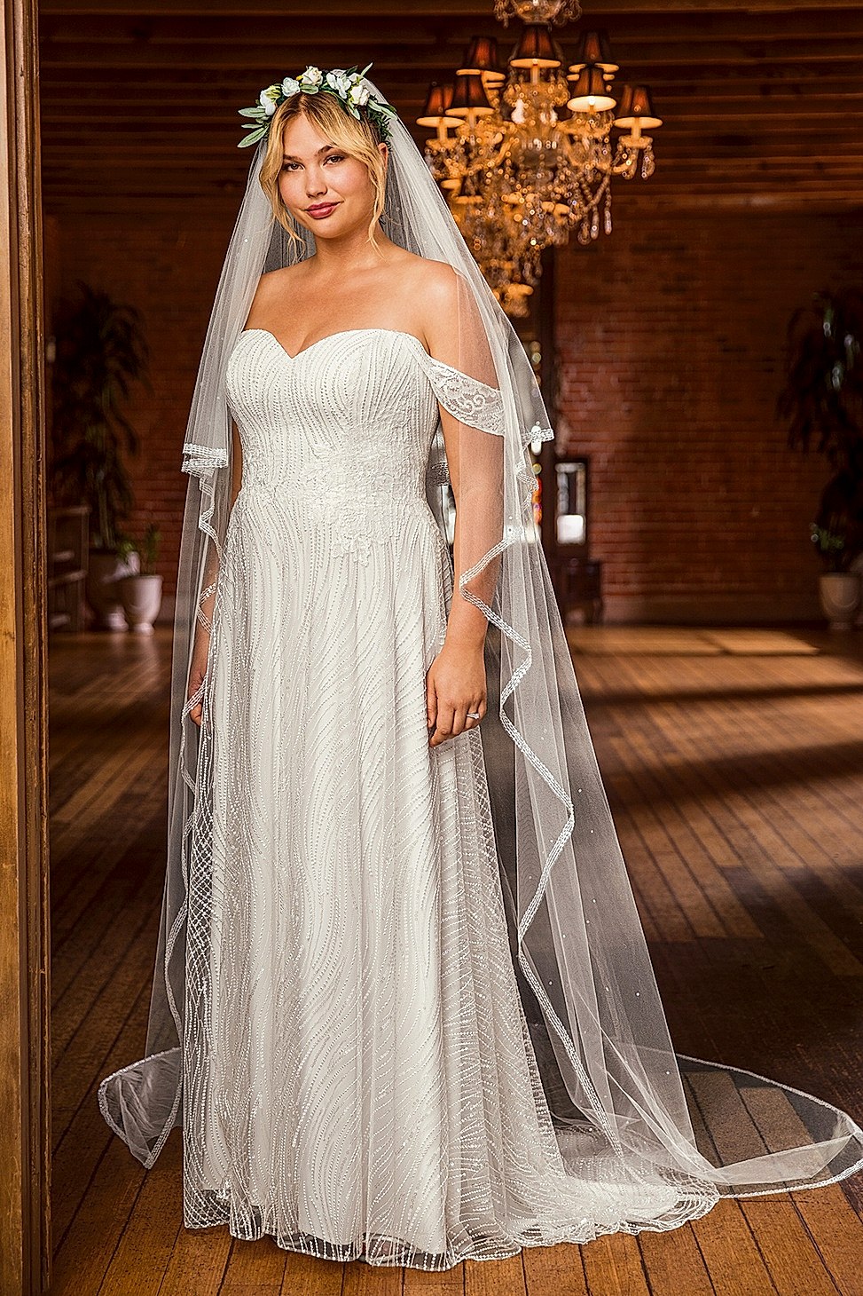 off the shoulder plus size wedding dress from beloved by casablanca bridal