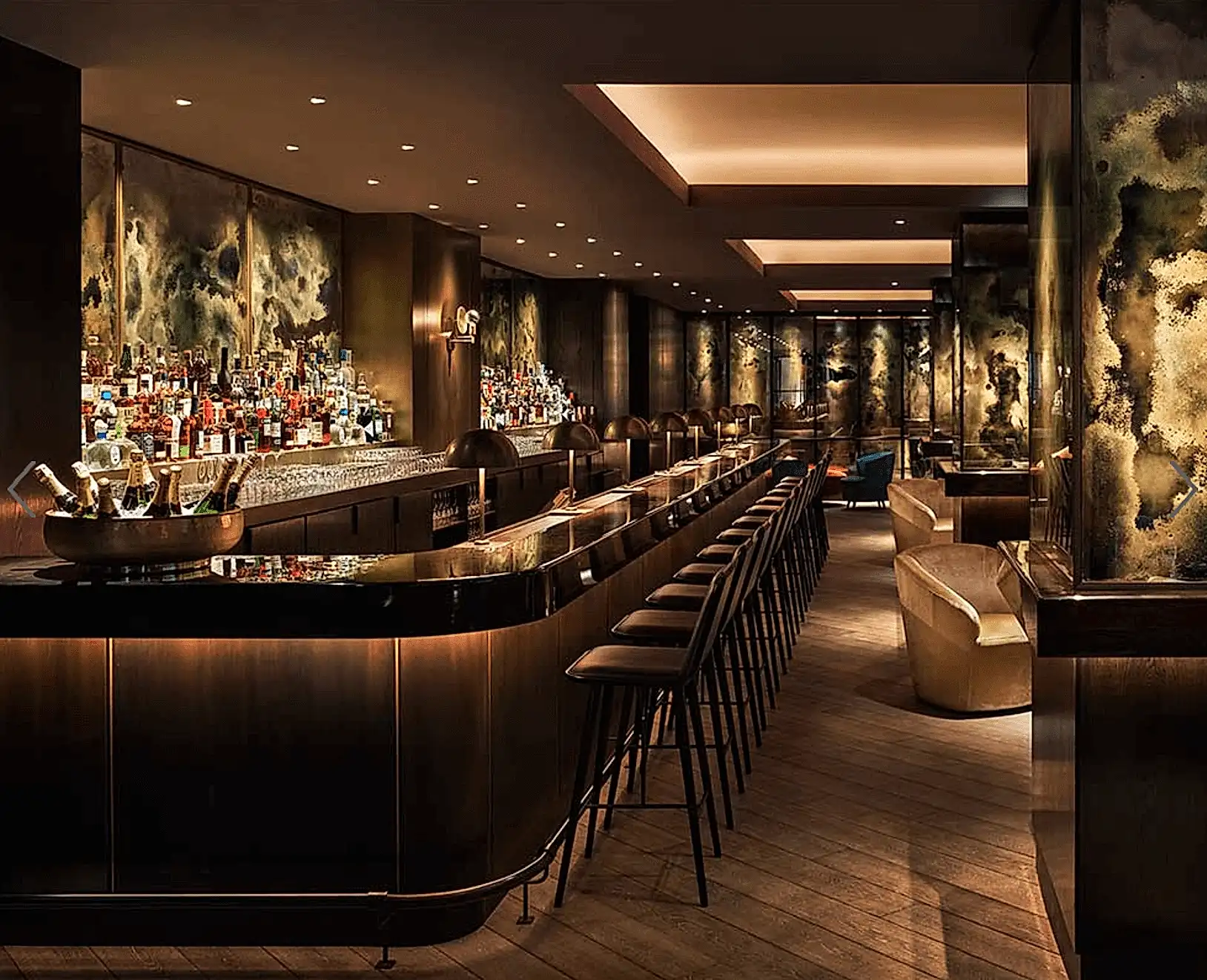 engagement party ideas for a party at the elegant and glamorous New York 11 Howard hotel bar interior