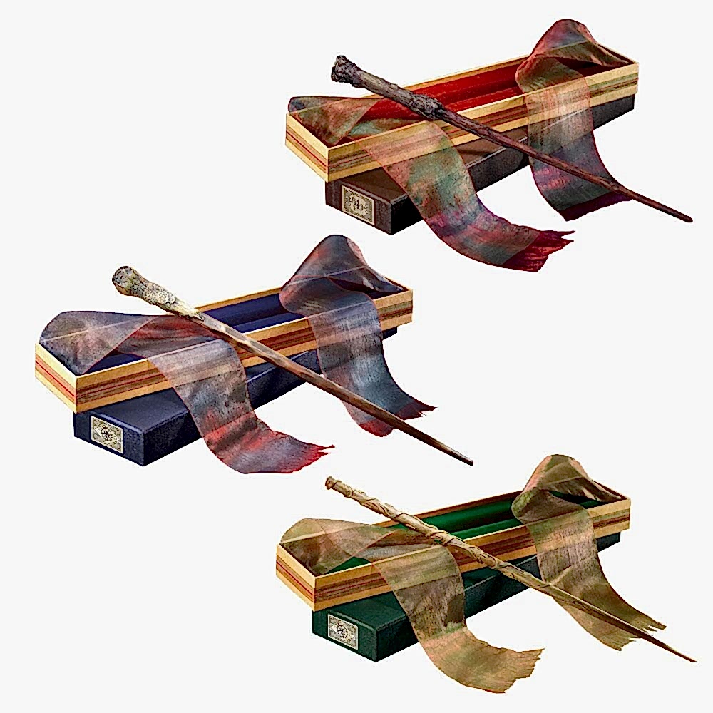 three harry potter wands to be used in a wedding without flowers