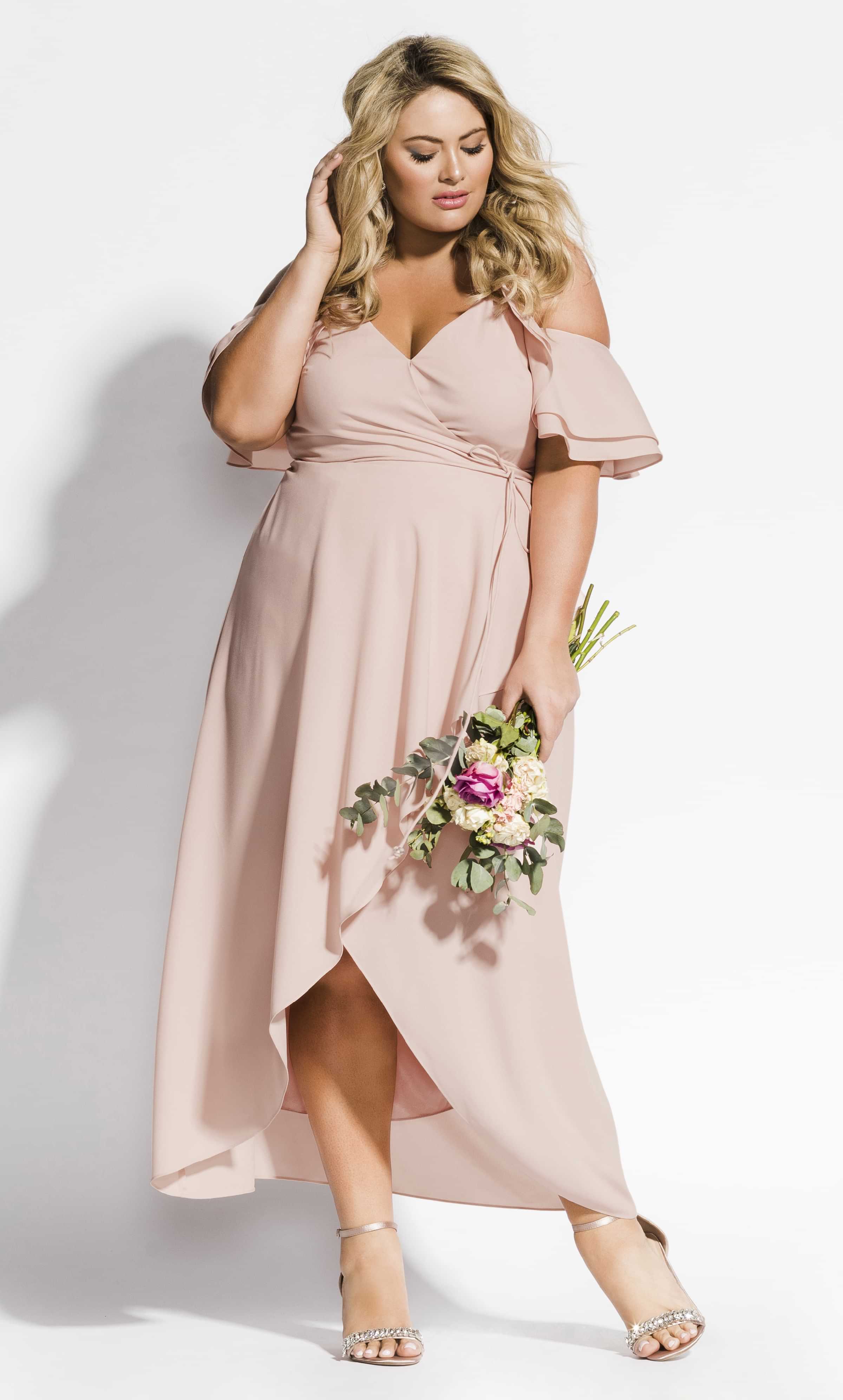 Pink Beige wrap dress