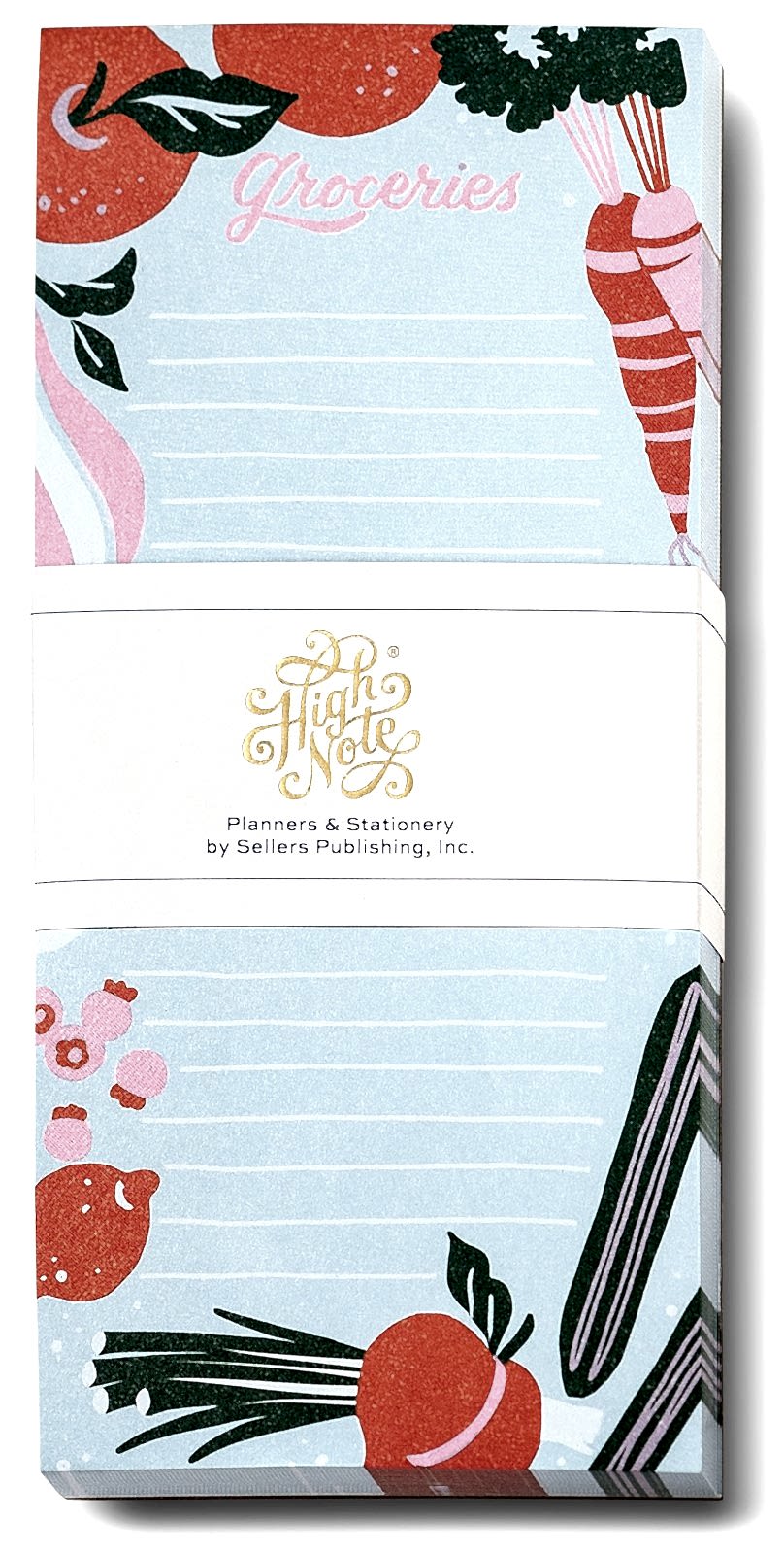 Colorful notepad with market and vegetable designs for bridal shower favors
