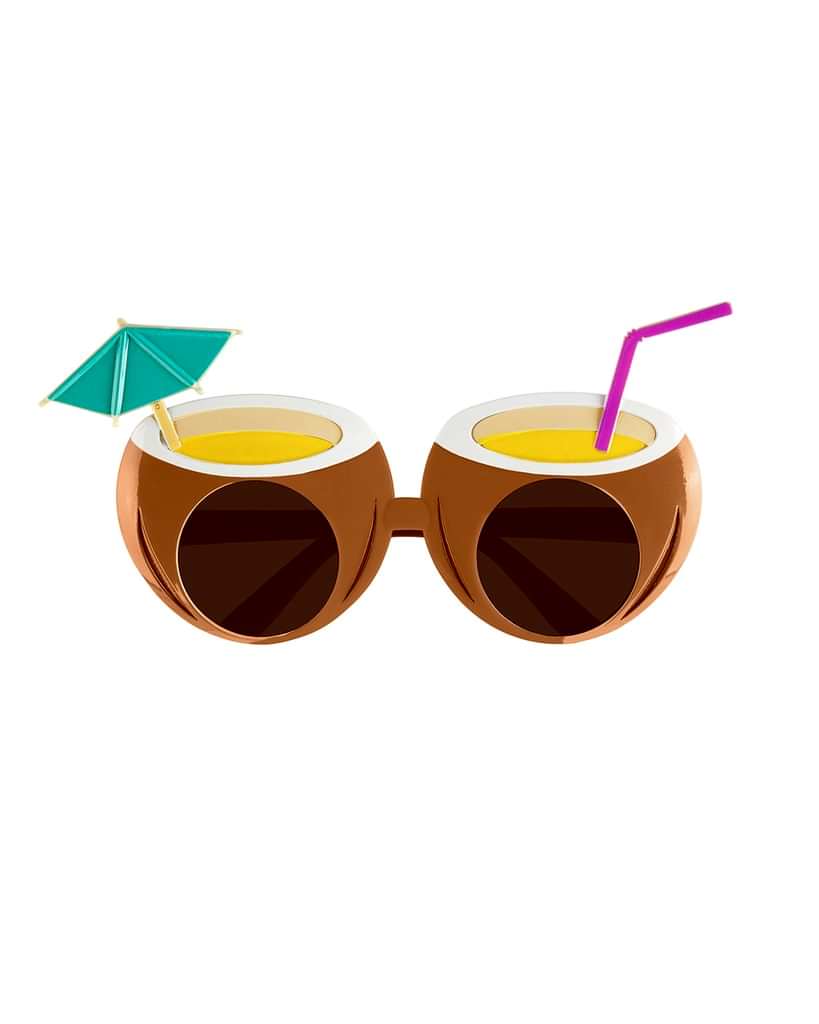Coconut cocktail–shaped sunglasses for bridal shower favors