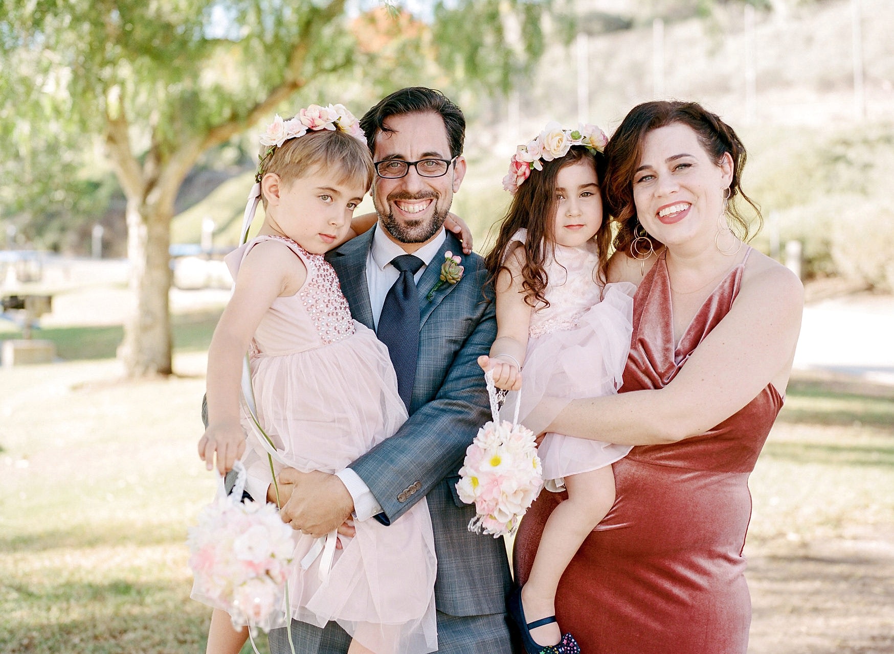 A family at a wedding
