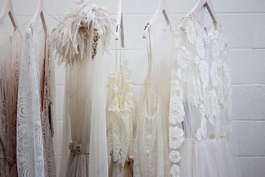 Wedding Dresses hanging on a rack