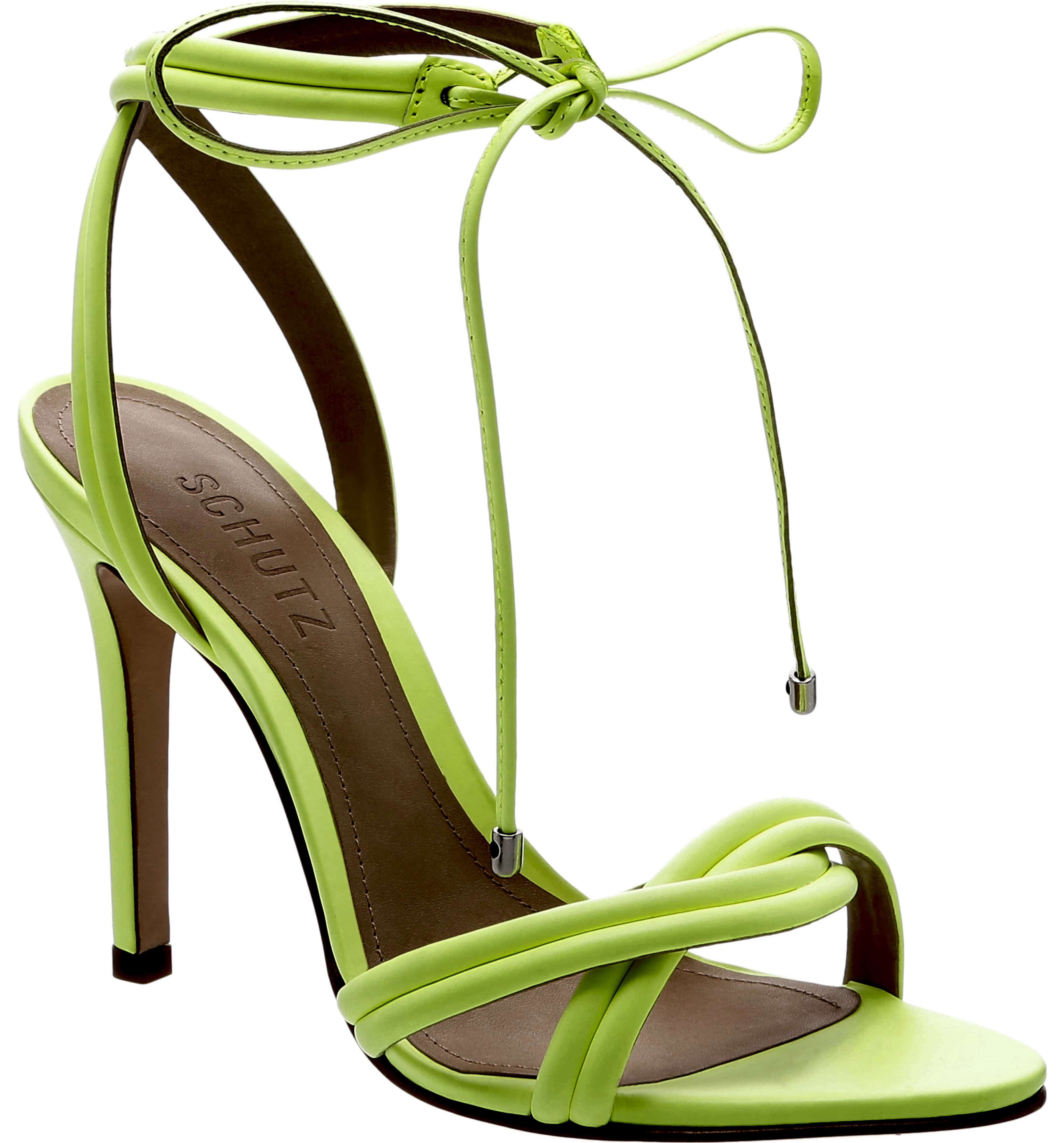 A lime green high heel shoe