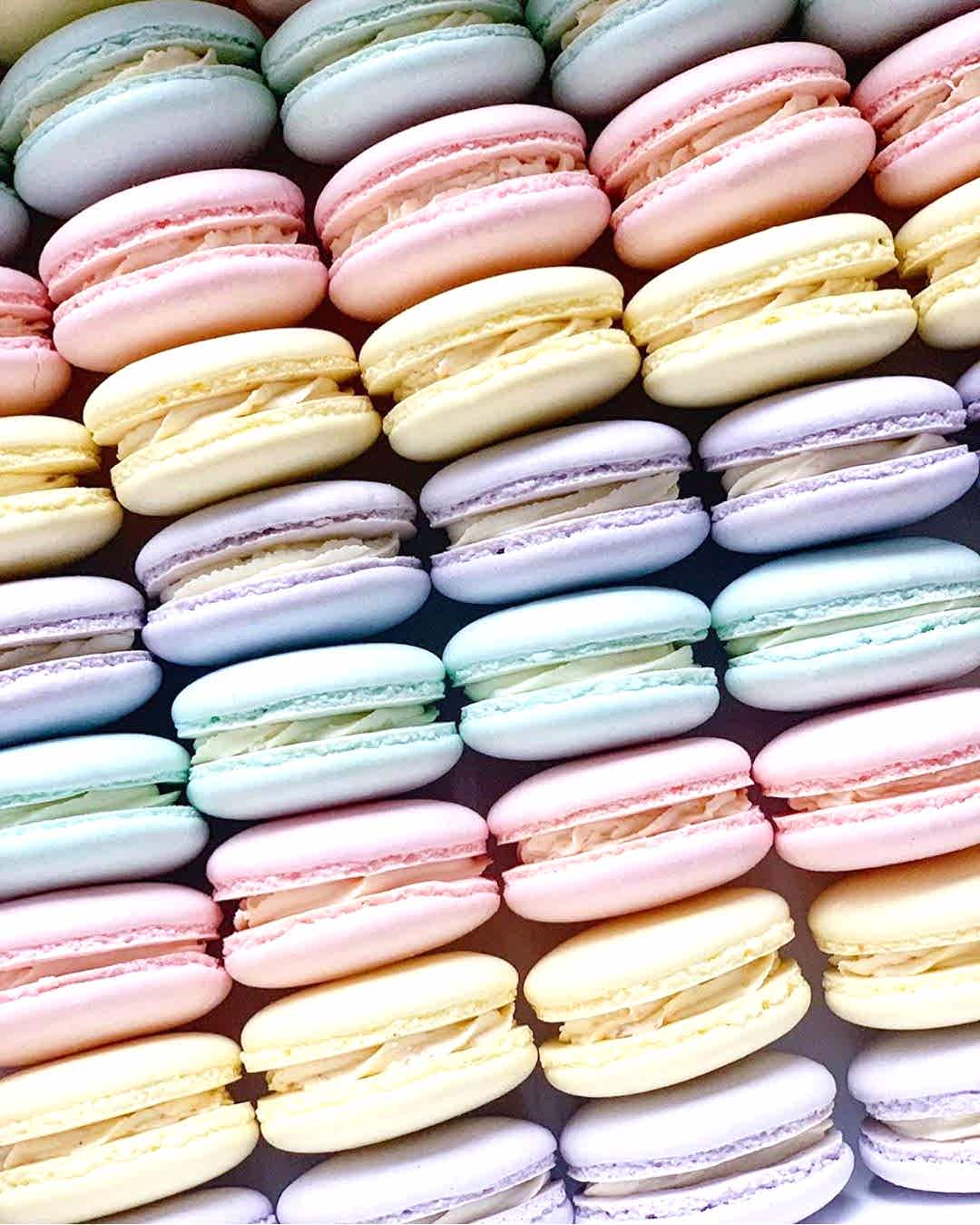 Pastel colored macarons.