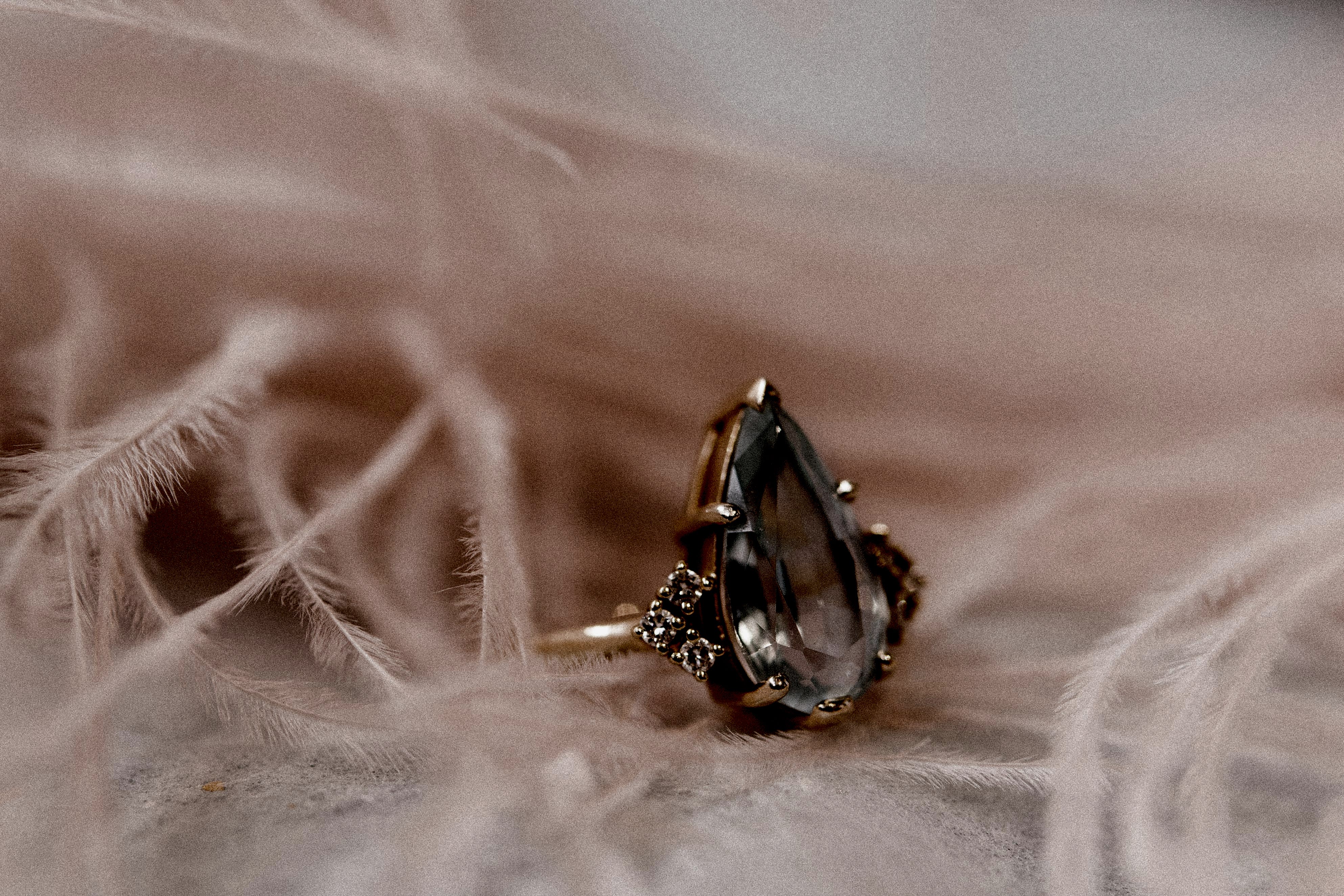 Finished ring with jewels properly set.