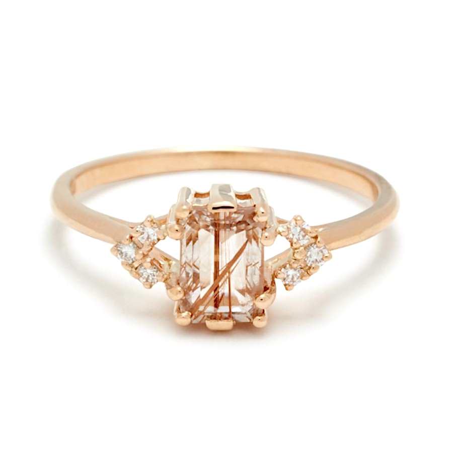 BEA ARROW RING (PETIT) - YELLOW GOLD, COPPER RUTILATED QUARTZ & WHITE DIAMONDS
