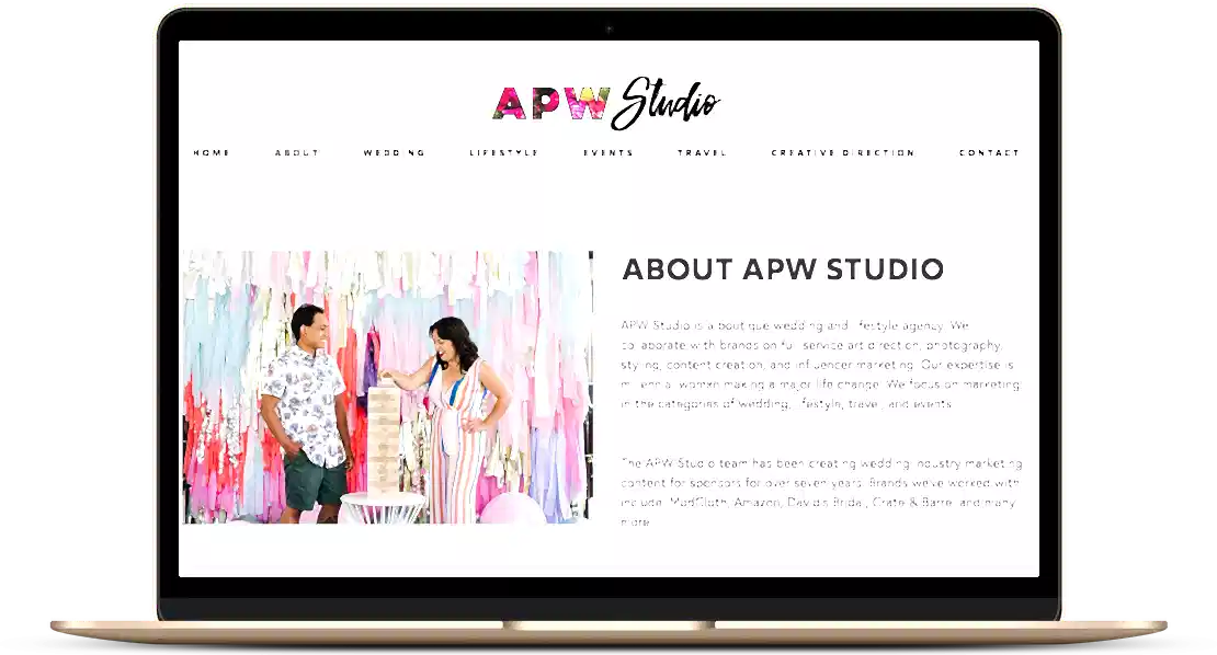 Screen shot of APW Studio website on a laptop