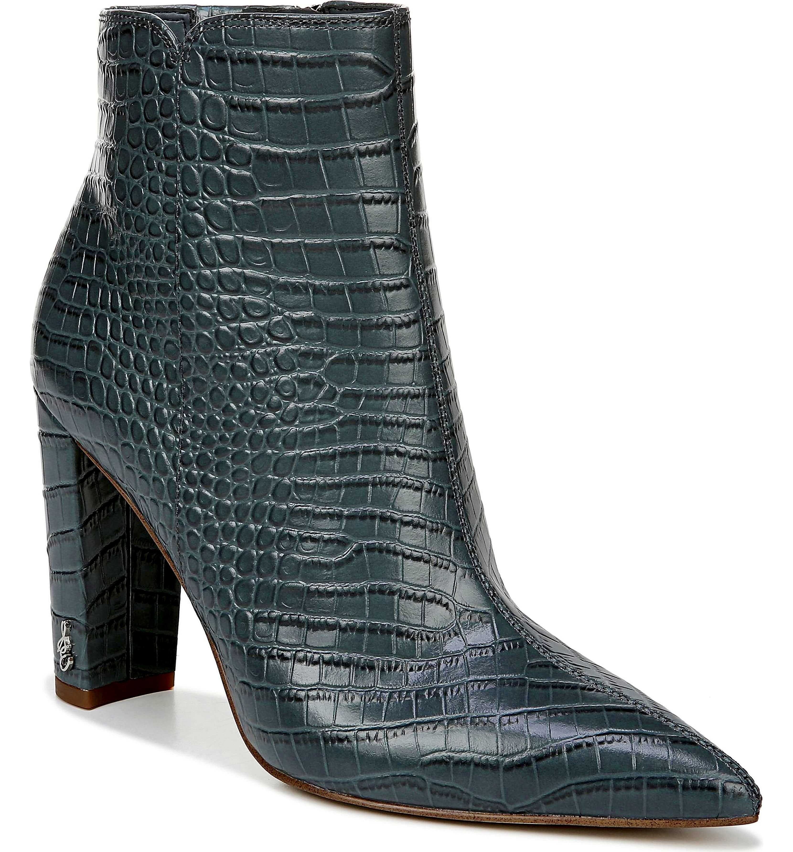 Faux reptile skin boots.