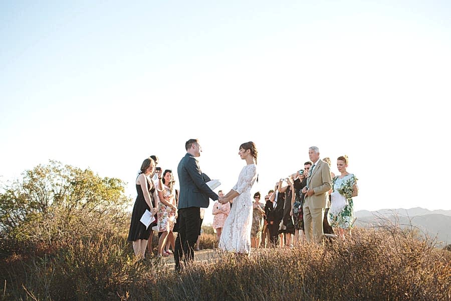 Couple getting married on top of a hill in LA