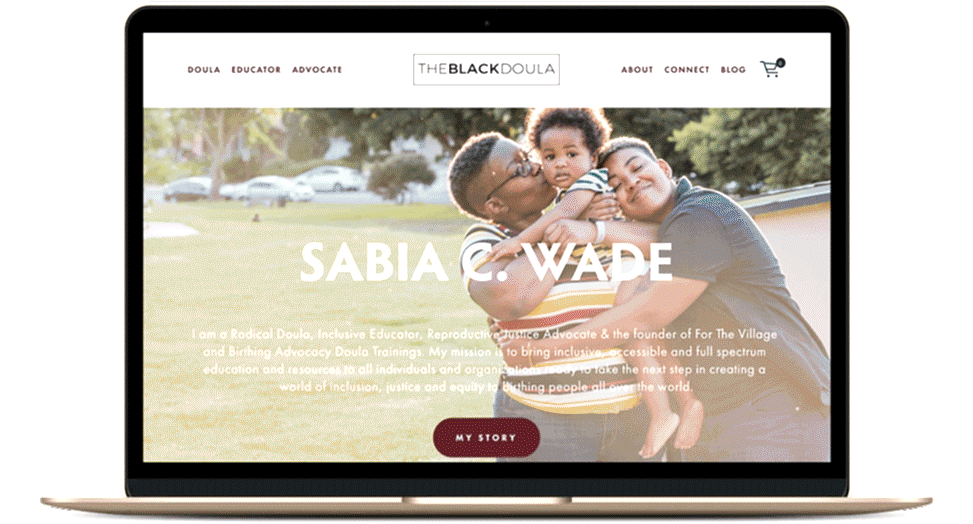 Animated gif of changing screens on the Black Doula website.