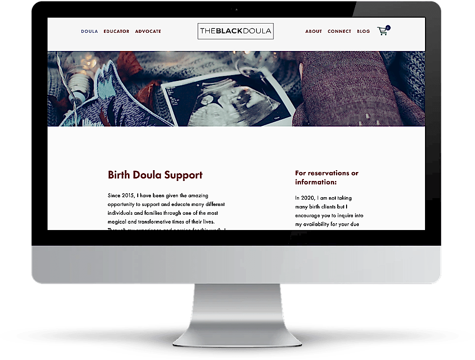 Screenshot of the Black Doula website.