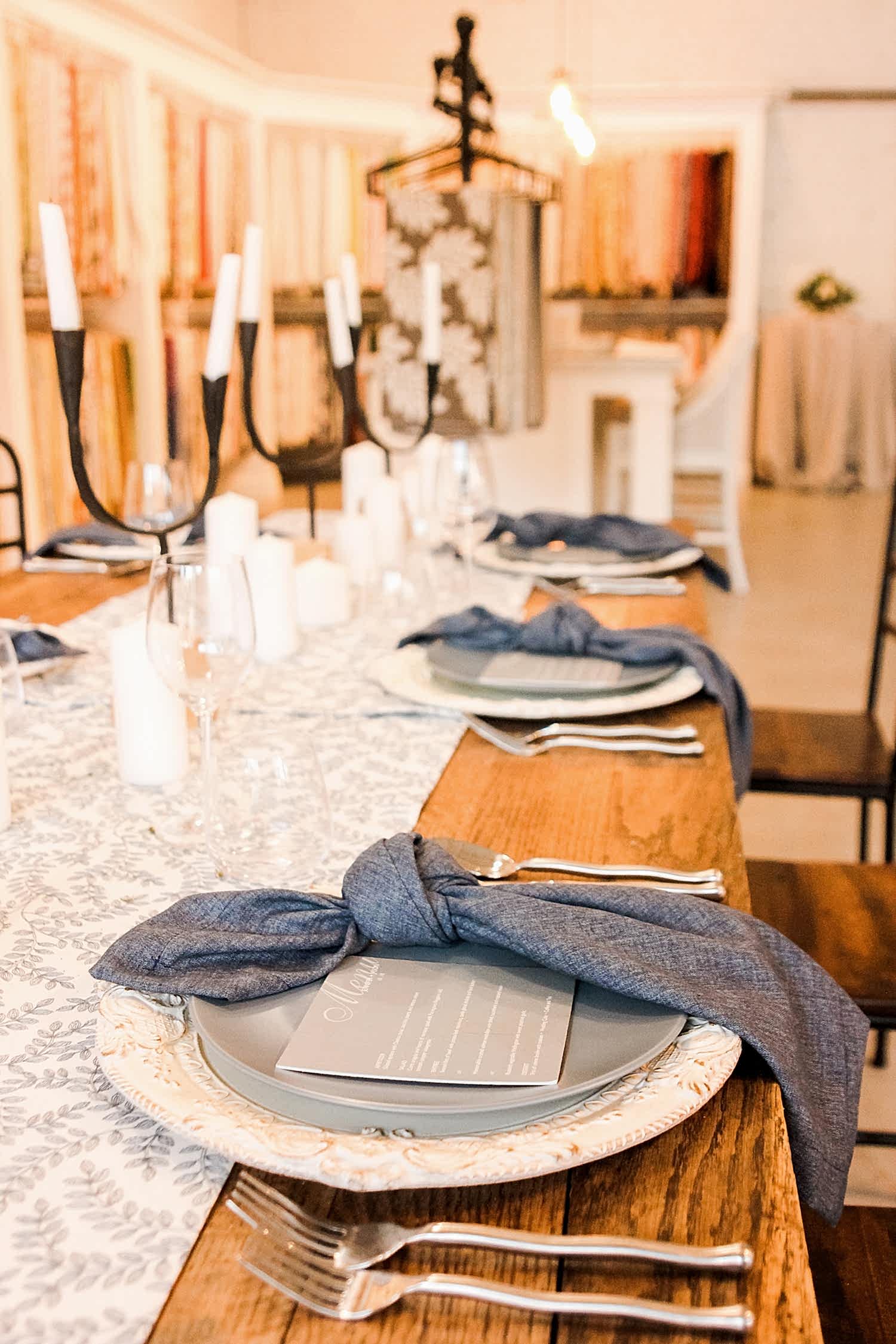 Table setting with focus on the napkins.