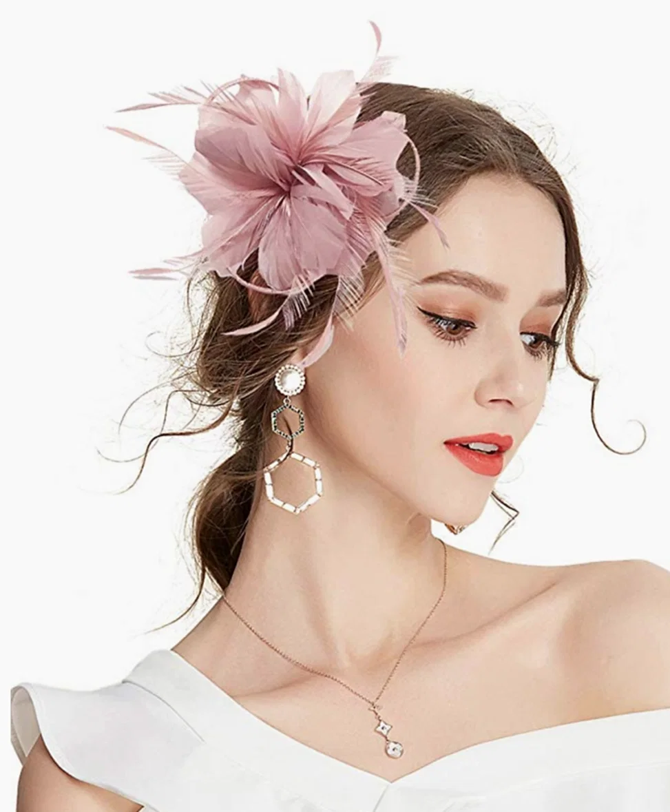Feather flower fascinator