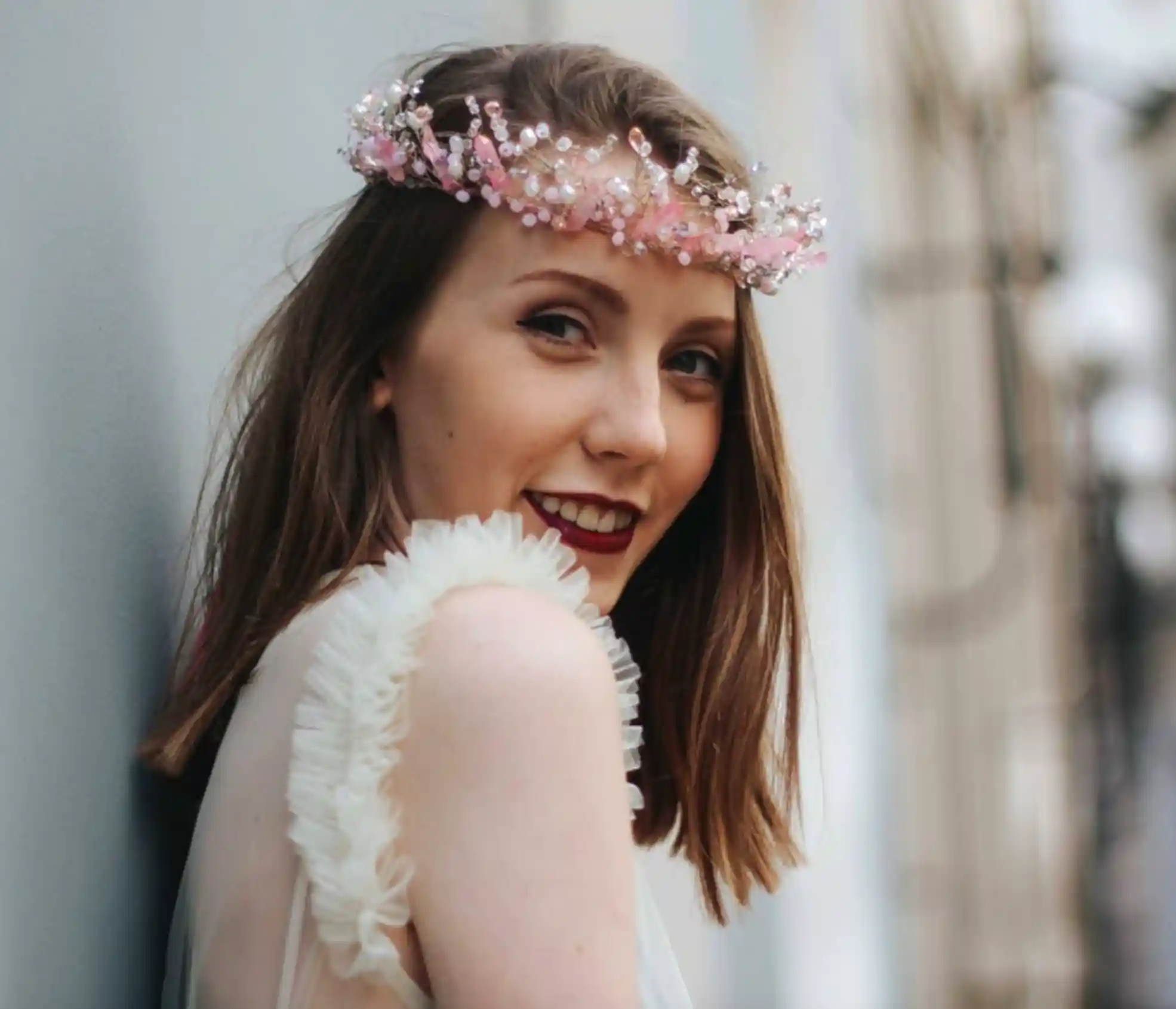 Light pink crystal crown