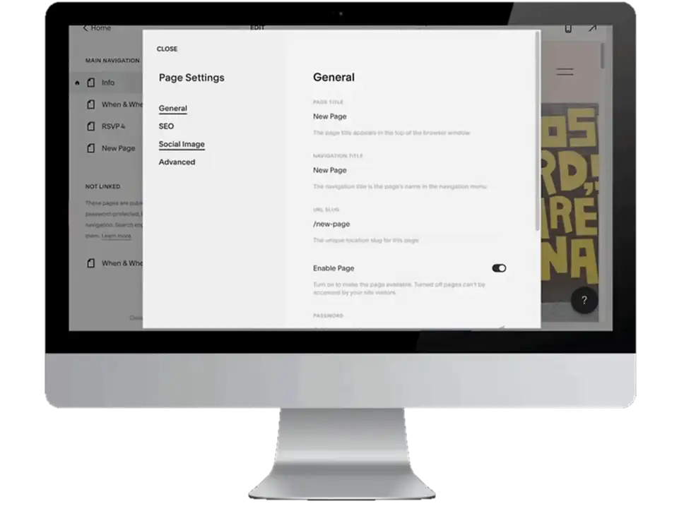 An animated gif showing the setup pages for setting up a website.