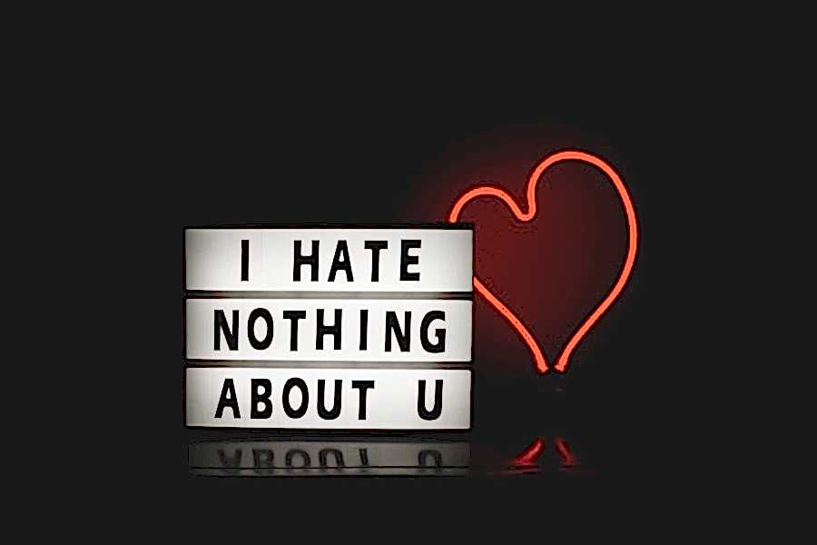 Sign saying "I hate nothing about you"