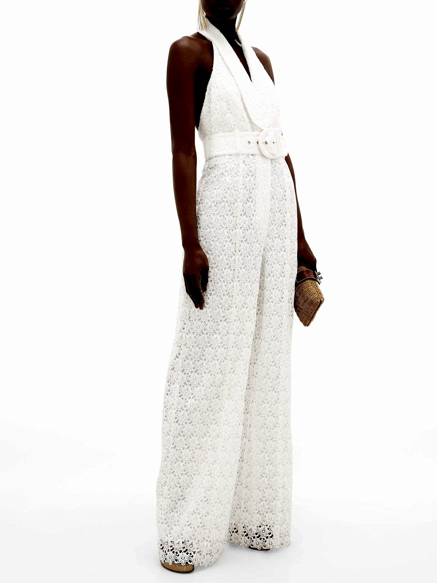 Crafted from floral guipure lace with shawl lapels that lead the eye to the slender waist, cinched in by the wide belt and is simply, perfect.