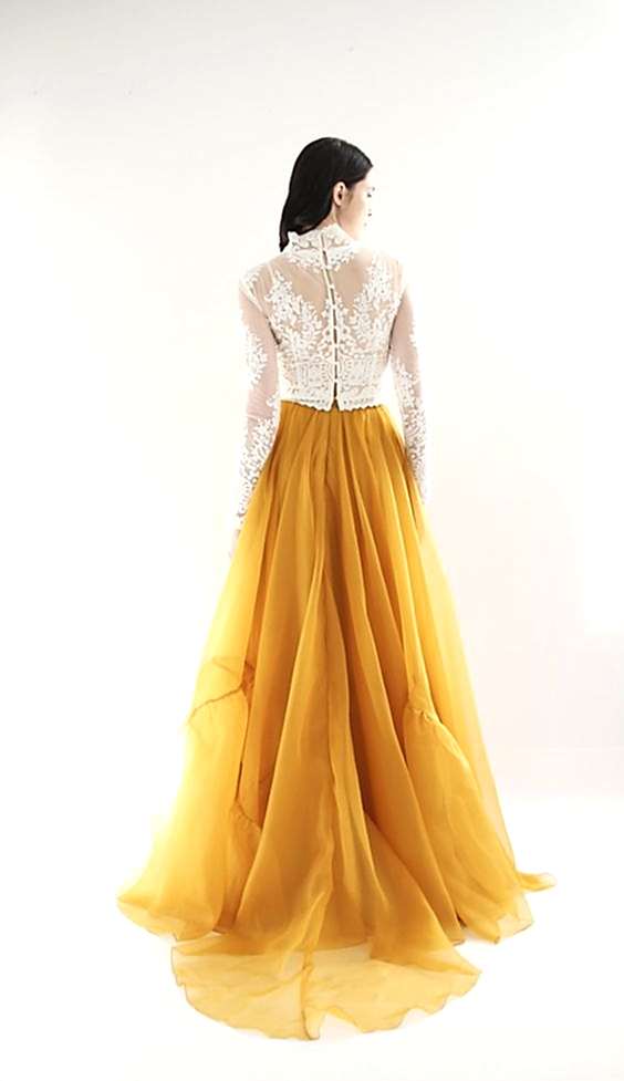 A beautiful deep mustard tulle skirt.