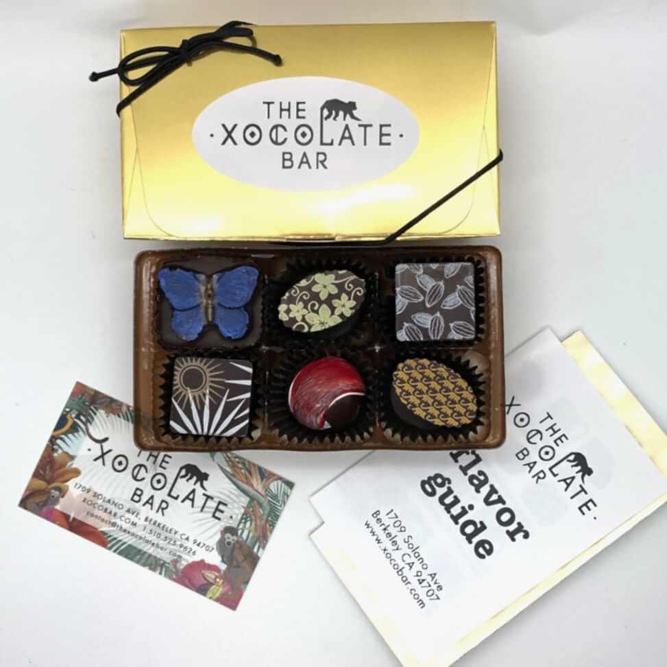Selection of six chocolates.