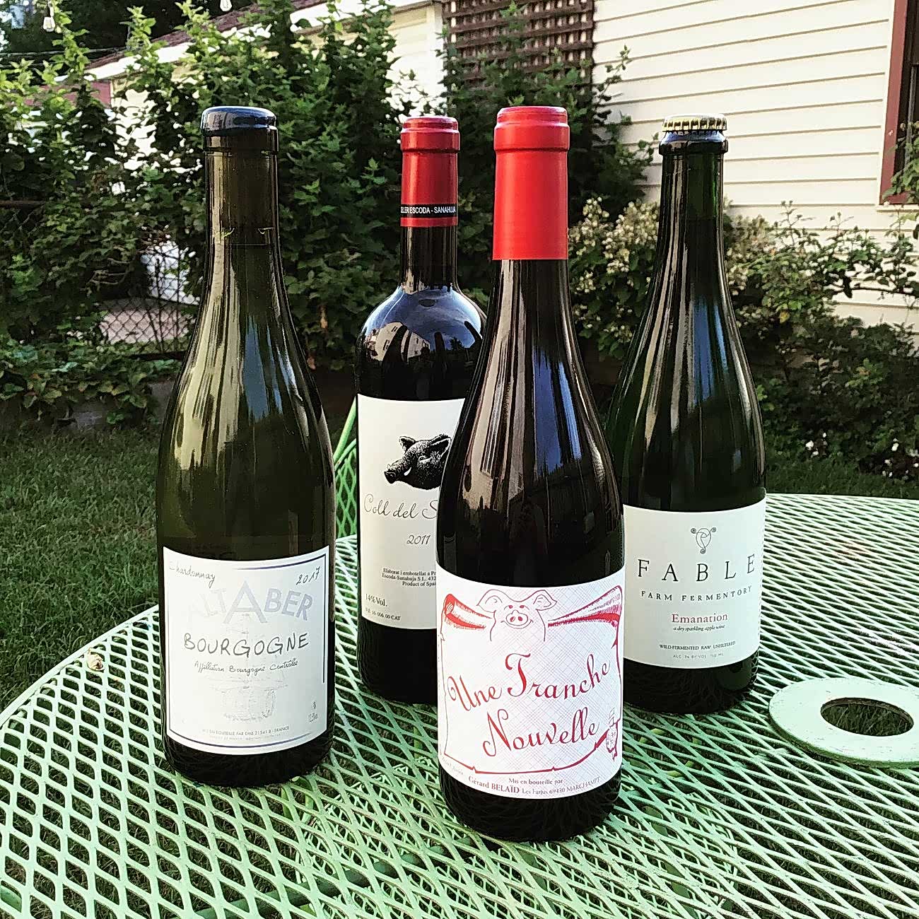 A selection of four wines.