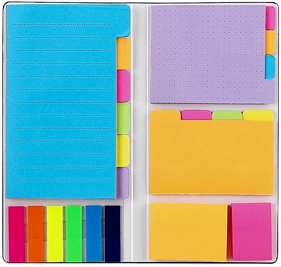 multi color booklet of assorted sticky notes