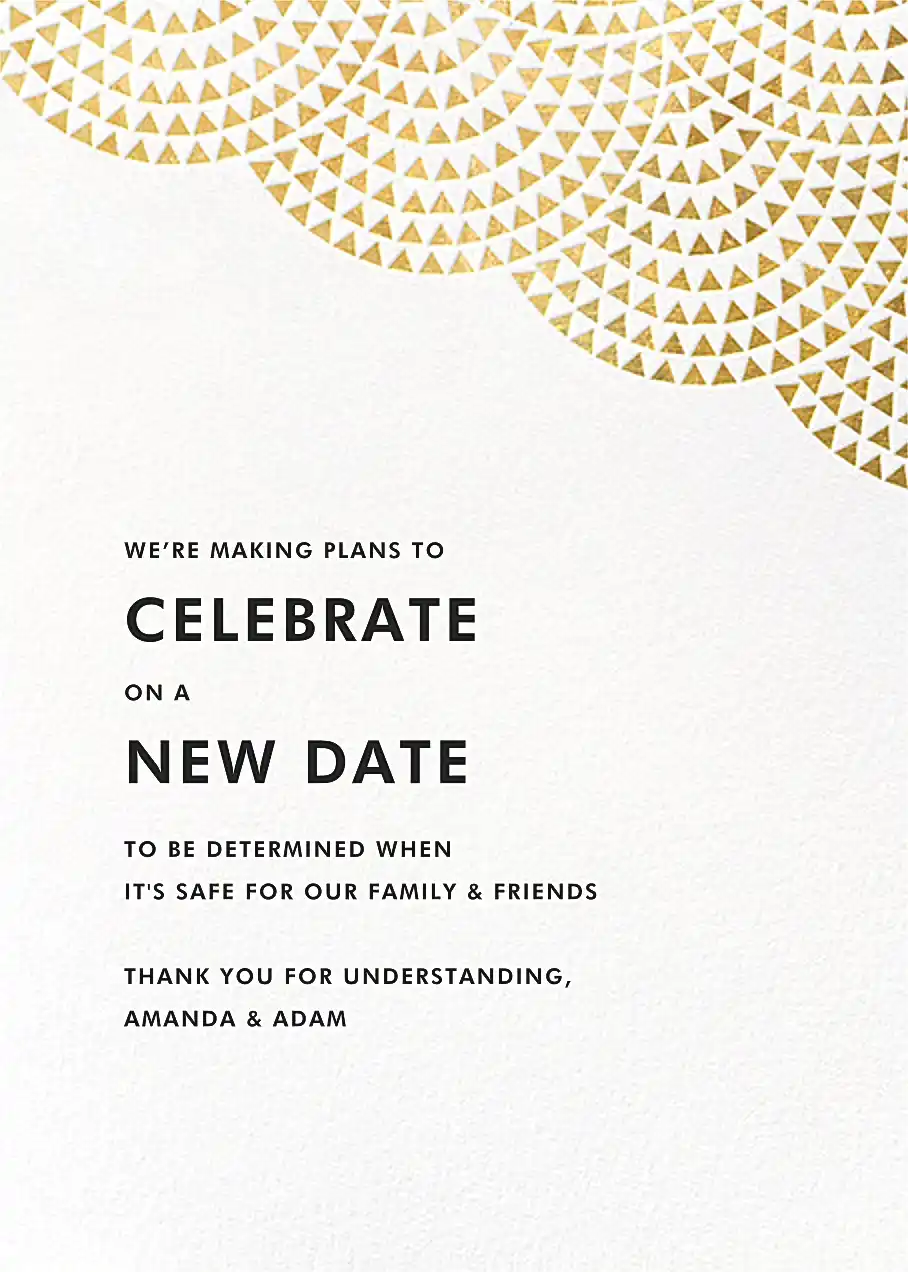 white and gold digital card with geometric design