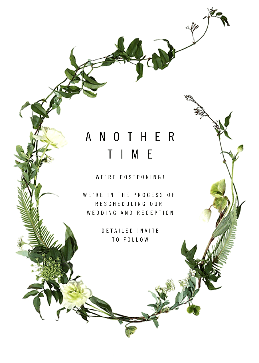 simple digital card with greenery that says another time