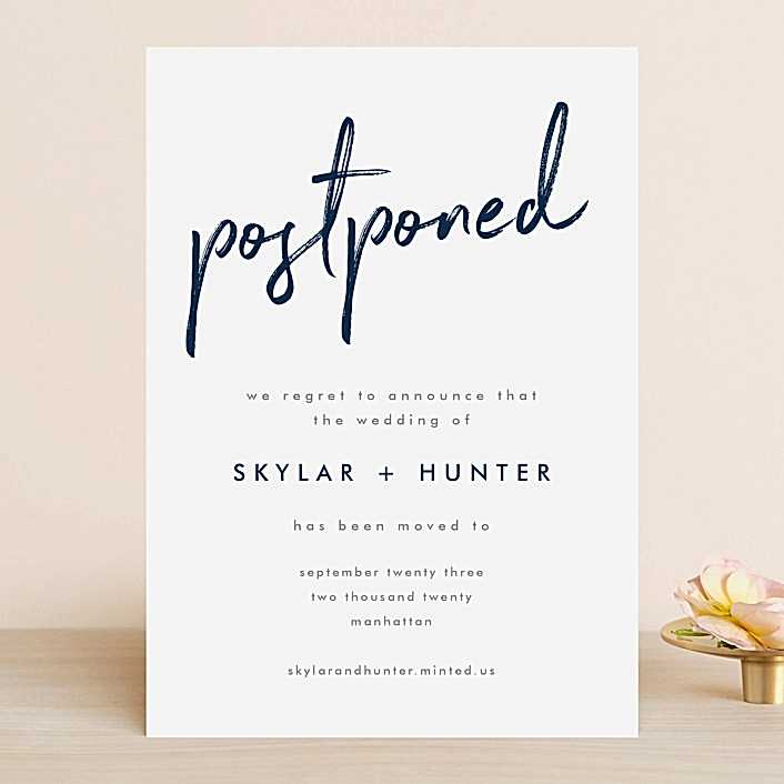 simple and sleek card that says postponed