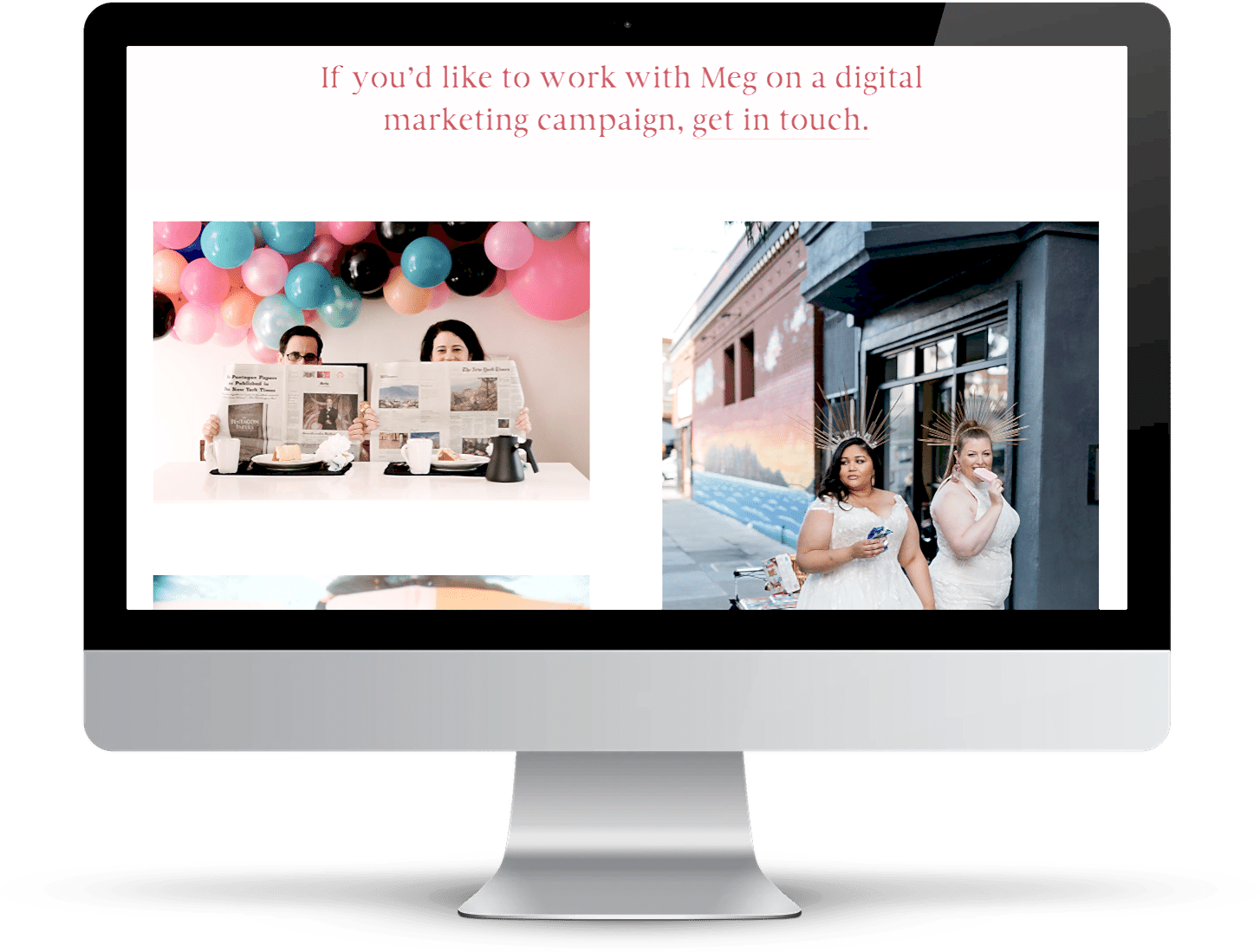 Image of computer with megkeene.com squarespace personal brand website.