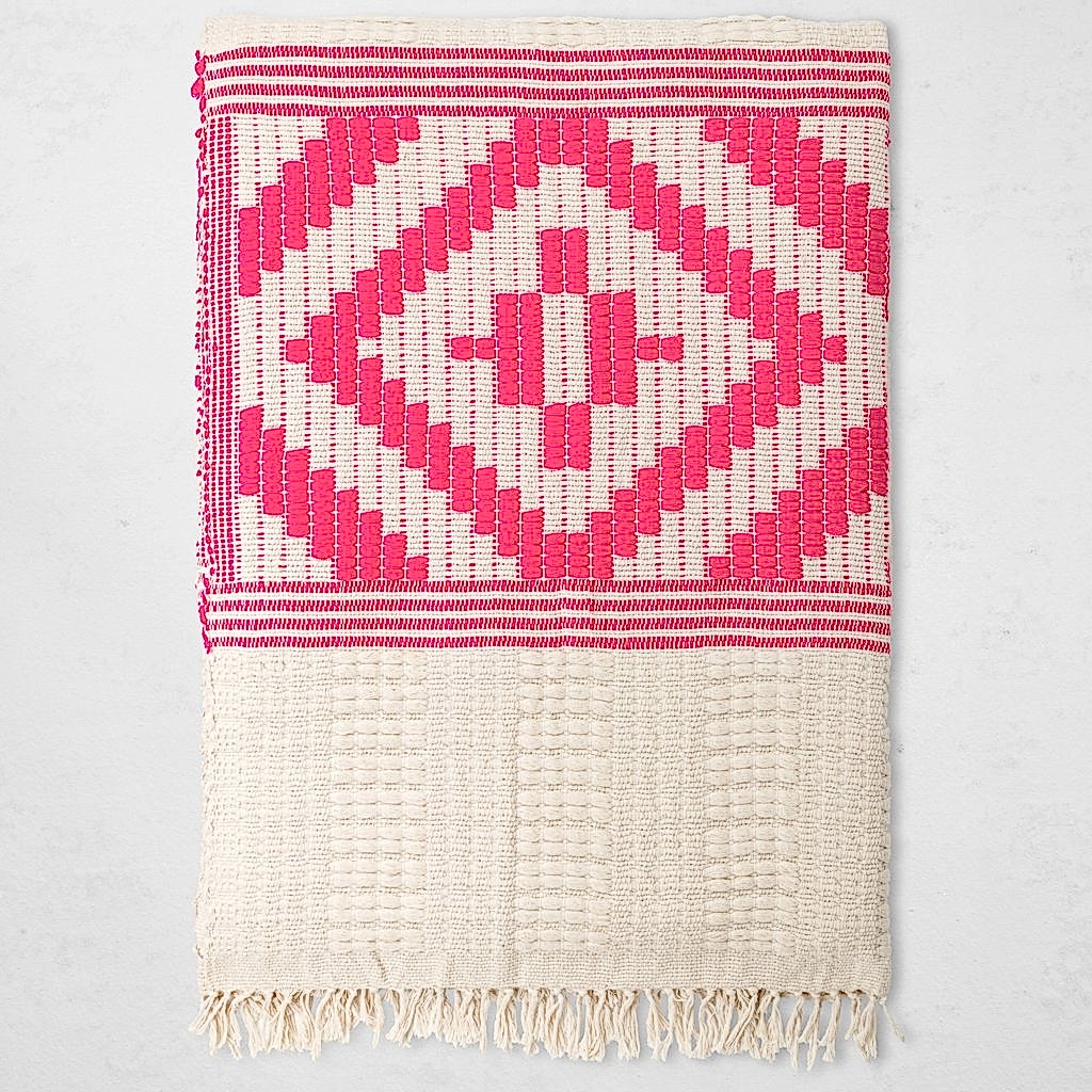 hot pink woven blanket