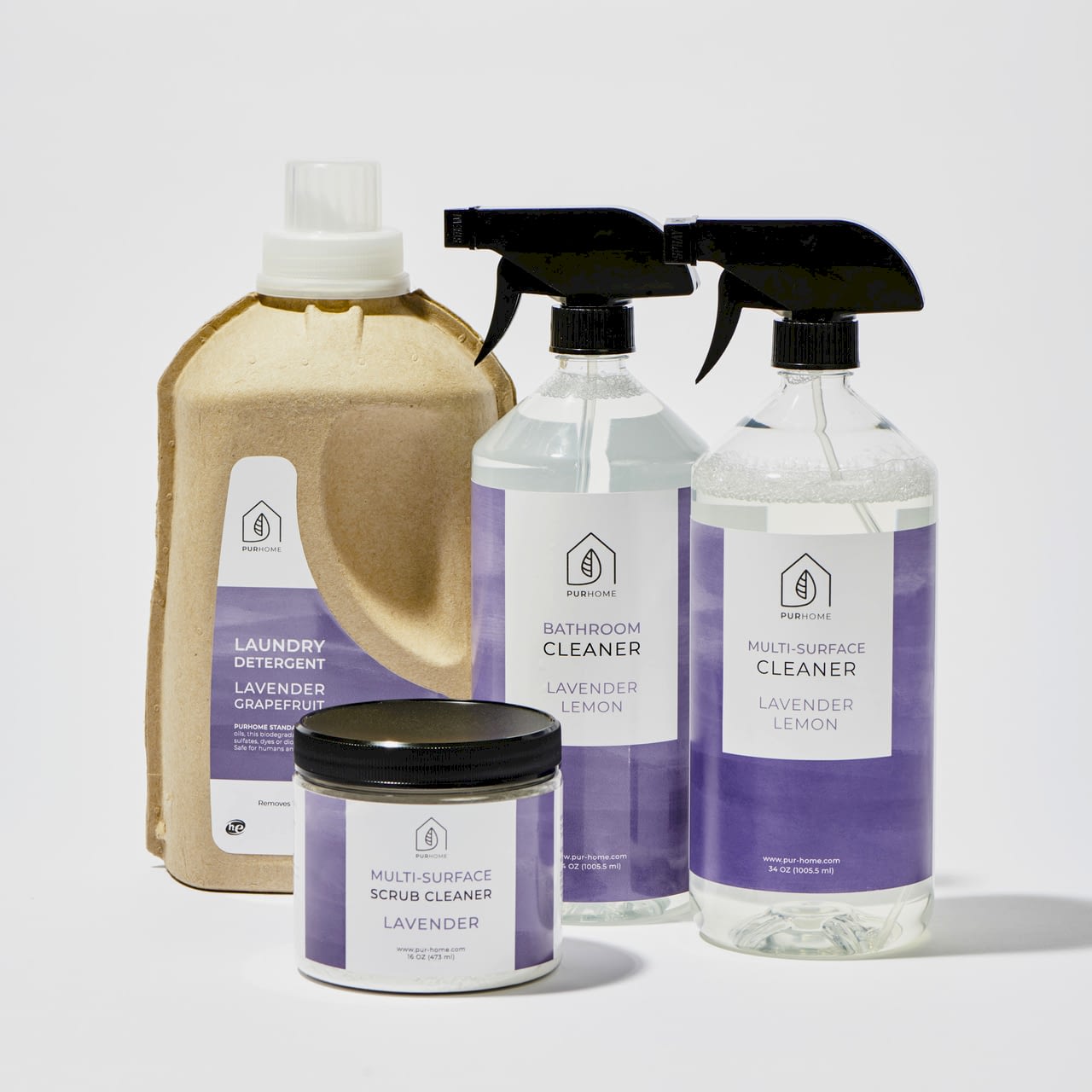 a set of household cleaners
