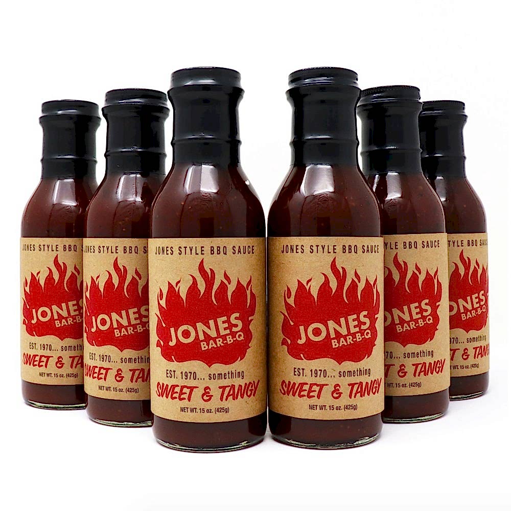black womxn owned business Jones BBQ's bottles of sauce on white background