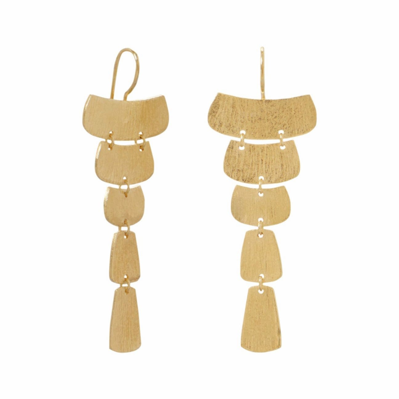 gold cascading plate earrings