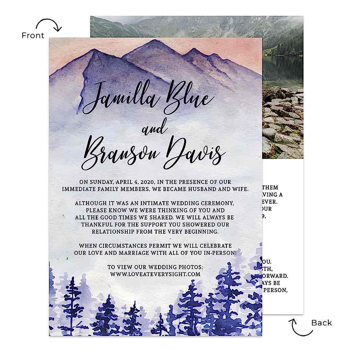 double-sided watercolor mountain card