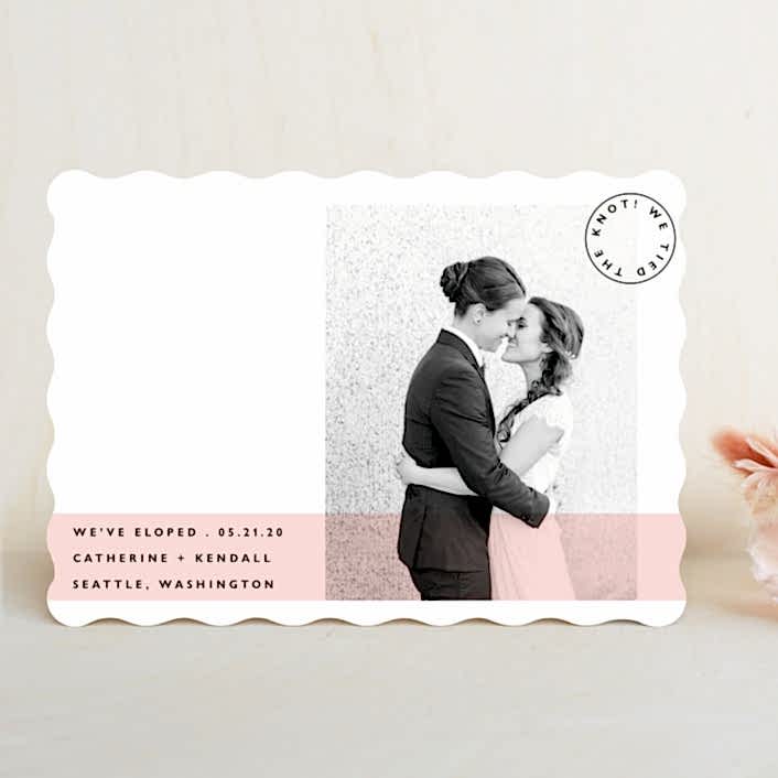 wavy edge pink and white postcard